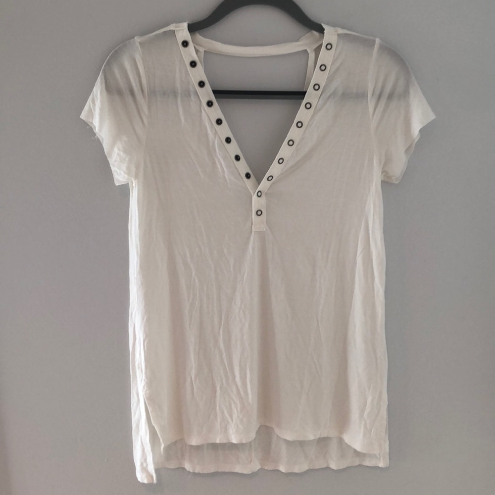American Eagle button neck tee shirt